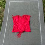 Frederick's of Hollywood Strapless Fredericks‎ Of Hollywood Corset Size 36 Lace Up Cincher Red Burlesque Photo 1