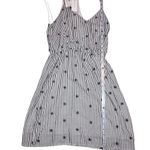 French Grey  NWT Gray and Cream Striped Embroidered Halter Mini Dress-size Small Photo 7