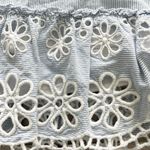 Saylor  NWT Smocked Mini Dress Size Large Blue Pinstripe Eyelet Coquette Preppy Photo 7