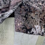 Natori  Small Metallic Jacquard Black Silver Lined Long Sleeve Crop Open Jacket Photo 4