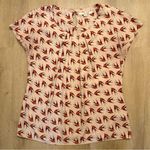 Boden Light Pink Silk Blend Blouse with Bird Pattern Women Size 6 Photo 0
