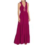 SALONI Suzi Berry‎ Crinkle Crepe Lace Maxi Dress Size 10 NWT Purple Photo 9