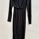 LIONESS  Cut Out Long Sleeve Thigh High Slit Maxi Dress Black Women's Size XS Photo 2