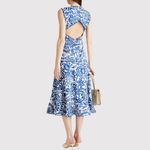 Alexis Womens Dress Blue Marianna Printed Poplin Midi Floral Fit Flare Medium Photo 2