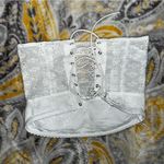 Edikted  white eyelit corset tie tube top size small Photo 1