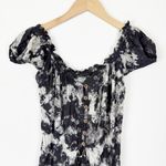 Tiare Hawaii  Black White Printed Button Down Dress Tied Waist Photo 2