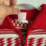 Crystal Kobe Zip Up Sweater Large Red And White Winter Warm‎ Cardigan Ski Casual Photo 7