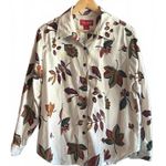 Venezia Womens Top Sz 14/16 Beige Autumn Leaves LS Button Up Corduroy Cottage Brown Photo 0