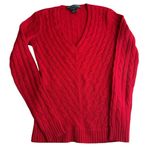 Ralph Lauren Black Label Women’s XS Cable Knit 100% Cashmere Sweater Red V-Neck Photo 0
