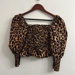 ZARA Leopard Print Puff Sleeve Top S Photo 3