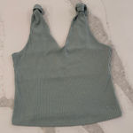 Miss Me Found My Love Knot Ribbed VNeck Tank Top Women’s Size Medium Sage Green Photo 0