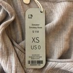 Neiwai Classic Reversible Merino Wool Sweater Ribbed Lightweight Smokey Rose XS Gray Photo 2