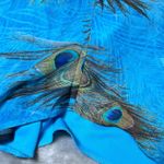 Indigo Soul Peacock Feather Print Maxi Dress Womens 2XL Blue Gold Braided Strap Size undefined Photo 11