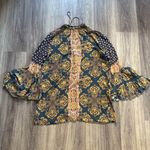Free People  Bell Sleeves Tunic with Mandarin Collar Magic Mystery Printed M Photo 3