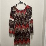 Red and Black Sheath Dress with Bell Sleeves Photo 3