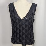 DKNY Vintage  Silk Sequin Sheer Cami Tank Top  Black Size Medium Photo 9