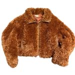 Maeve by Anthropologie Faux Fur Sherpa Teddy Jacket Brown Zip Medium Photo 1