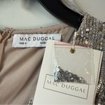 Mac Duggal  93676 Beaded Lace V-Neck Midi Dress Taupe Silver 6 Photo 4