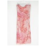 ZARA NWT Mesh Ruched Strapless Midi Dress XL Pink Photo 2