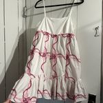 Anthropologie  White and Pink EMBROIDERED Baby doll mini dress Photo 1