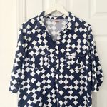 Tuckernuck Persifor Navy Blue White Diamond Geo Winpenny Shirt Dress Large Photo 6