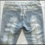 Free People  Pinstripe Moto Skinny Jean Distressed Light Wash 25 Photo 7