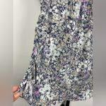 CAbi  Gray Purple Flutter Short Sleeve‎ Floral 301 Blouse Photo 4