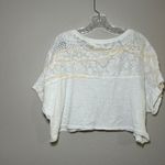 Pilcro Lace Torn Tee White Lace Trim Cropped Boho Top M coquette girly beach Photo 3