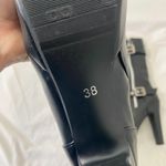 NEW Chunky Gothic Black Faux Leather Platform Buckle Zipper High Heel Boots 7.5 Photo 4