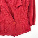 Talbots  Plus Size 1X Cardigan Knit Sweater Red Cable Button Front Office 1722 Photo 5