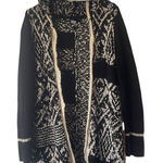 Venus  Y2k Size Large Black & White‎ Knit Hooded Long Open Front Cardigan Sweater Photo 0