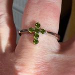 Sterling Silver Cross Green CZ Ring Photo 2
