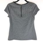 Merona Womens Top Pleated Faux Leather Trim Houndstooth Black White Size S Photo 1