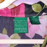 Everyday Clothing Co Silk Blouse Womens Size S Sheer Button Ruffle Dark Floral Black Photo 2