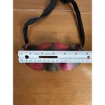 Vintage Ca Macana Venetian Mask Red Black Check Ribbon Tie LeatherHandmade Italy Photo 5