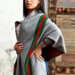 SALE! Unbranded Gray Striped Cape Sweater O/S EUC Photo 6