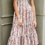 O.P.T Daphne Smocked Puff Sleeve Tiered Floral Midi Dress Size XS Cottagecore White Photo 0