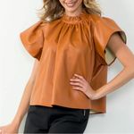 THML  Alani pleather top in camel Medium NWT Photo 1