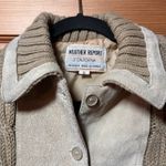 California vintage VTG 70s Women's Suede Leather Belt Knit Cardigan Sweater Jacket Beige Size Small Photo 2