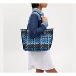 Coach NWT  CM160 Graphic Blue Multi Plaid City Tote Bag Photo 3