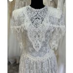Jessica McClintock Vintage White Lace Tea Length Dress Romantic Wedding‎ Cottagecore Occasion Photo 1