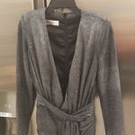 House Of CB ππ Annukka Graphite Sparkle Wrap Dress ~ Metallic Silver XS NWOT Photo 10