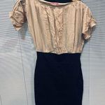 San Joy Women’s Tan and Black Dress Photo 0