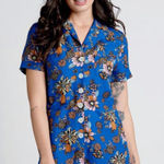 Modcloth "Summer Camp Solstice" Blue Floral Button Front Romper Size 4 NWT!!! Photo 0
