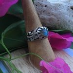 Natural Blue Labradorite Sterling Silver Detailed Ring size 8.5 Photo 2