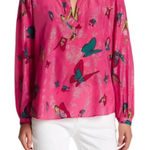 Calypso St. Barth Mostlina Silk Blouse Butterfly Pink Gold XS Photo 0