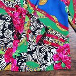 Diane Freis • vintage blouse colorful zebra floral tie neck beaded fringe Pink Size XL Photo 3