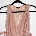 Topshop Blush Pink Plunge Sheer Allover Lace Side Ties Thong Bodysuit Photo 3