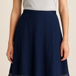 J.Crew  Navy Blue Rayon Silk Blend Midi Skirt Size 12 Photo 0