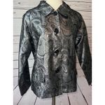 Chico's Blazer Button front jacket silver metallic size 2 Shacket Paisley Large Photo 7